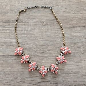 JCrew Floral Pink and Gold Necklace